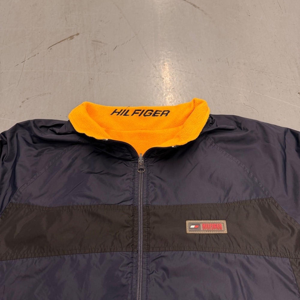 Tommy Hilfiger Athletics Colorblock Track Jacket Orange Fleece Collar Zip Up XXL - Picture 4 of 12
